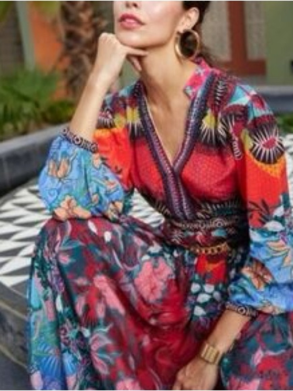 Anthropologie Bhanuni by Jyoti Beaded V Neck Maxi Dress Size 2 - Picture 1 of 7